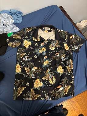 Goodfellow & Co Men's Athletic Fit Toucan and Floral Print Short Sleeve Polo Shi